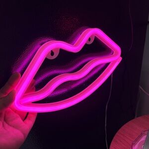 Pink Neon Lips Wall Light
